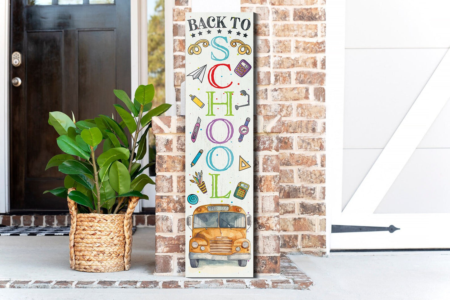 36in "Back to School" Porch Sign - Wooden Wall Decor for Classroom Door Decoration