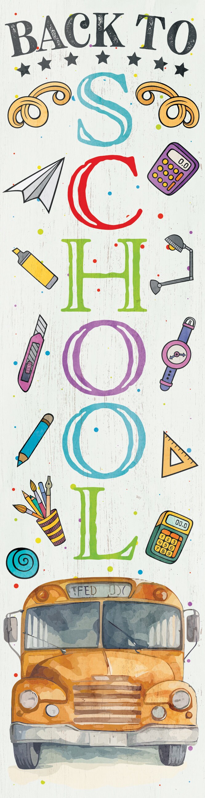 36in "Back to School" Porch Sign - Wooden Wall Decor for Classroom Door Decoration