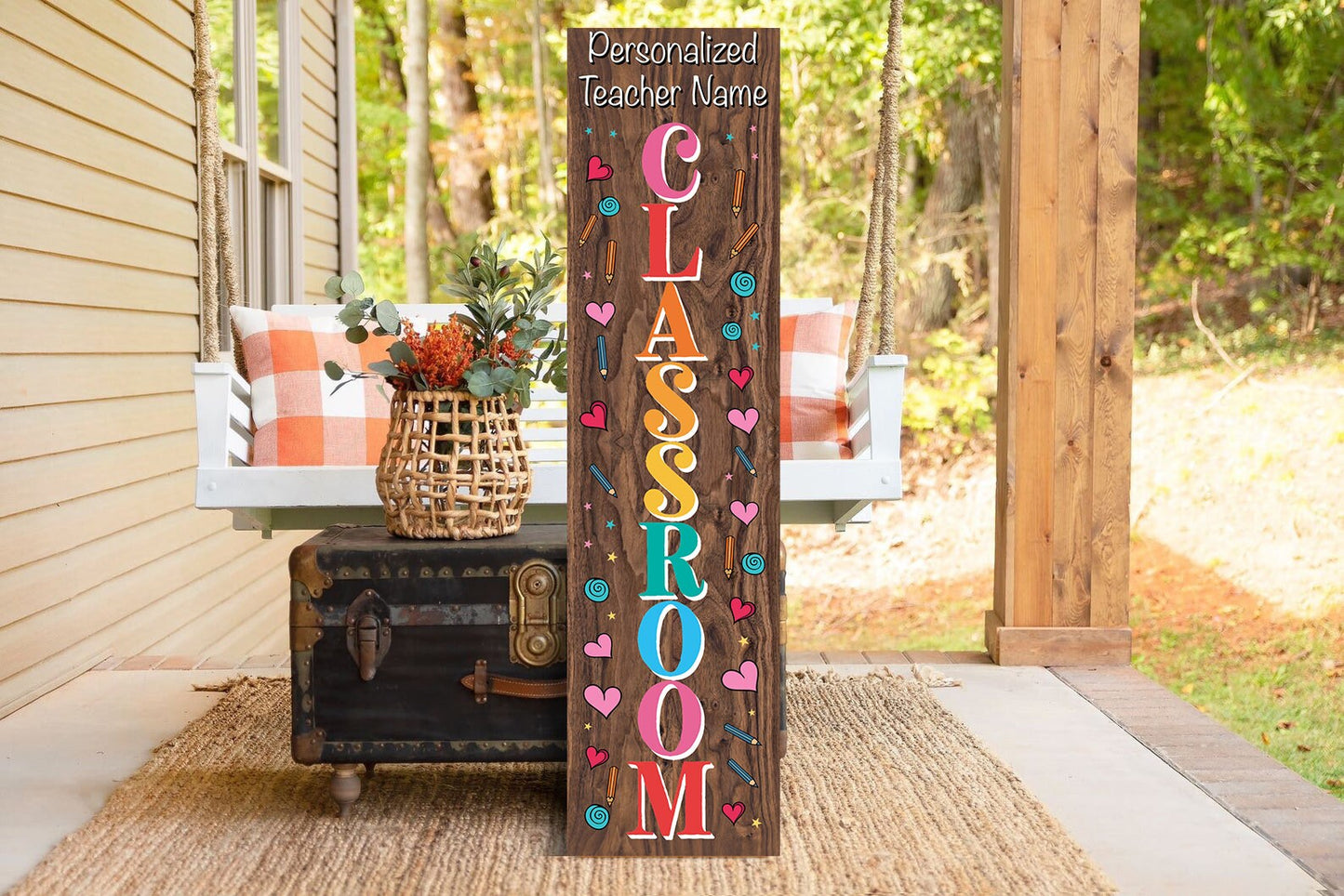36in Personalized Teacher Name Classroom Door Sign - Teacher Gifts, Teachers Appreciation Gift, Classroom Door Hanger, Classroom Decor
