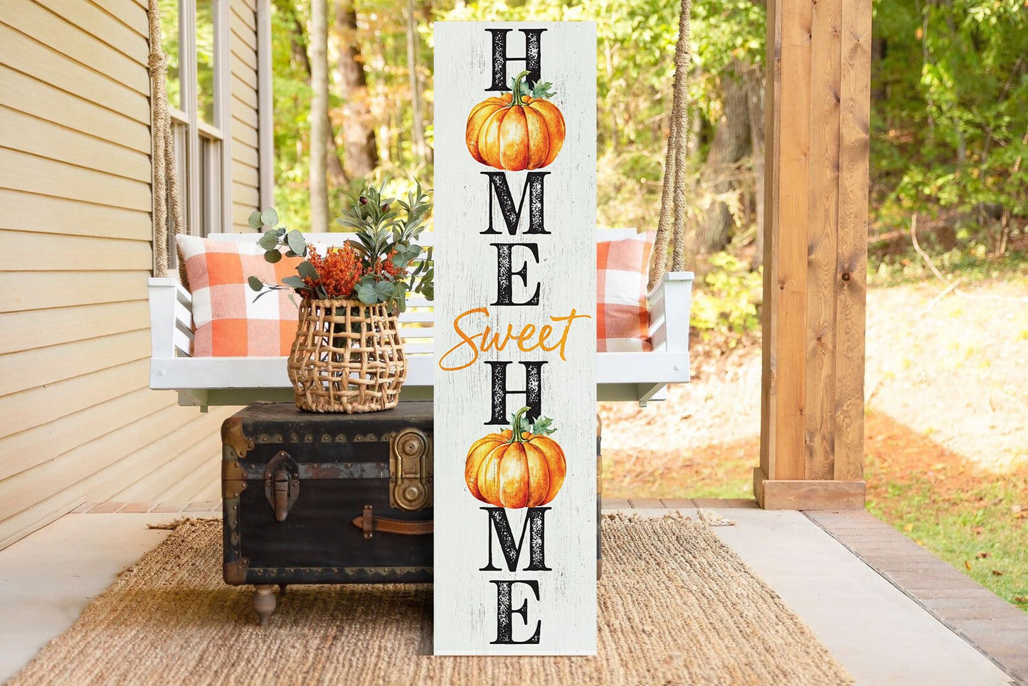 36in "Home Sweet Home" Fall Porch Sign - Pumpkin Sign for Front Door Decor during Autumn Celebrations