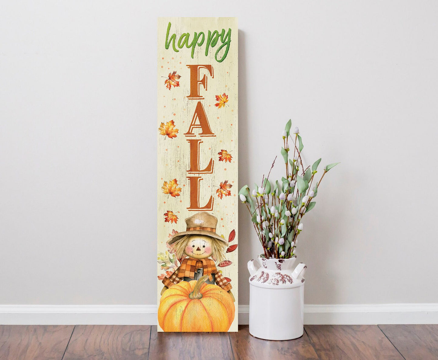 Welcome Autumn: 36in 'Happy Fall' Wooden Porch Sign with Unique Scarecrow Design - Perfect Seasonal Decor for Your Front Door or Porch!