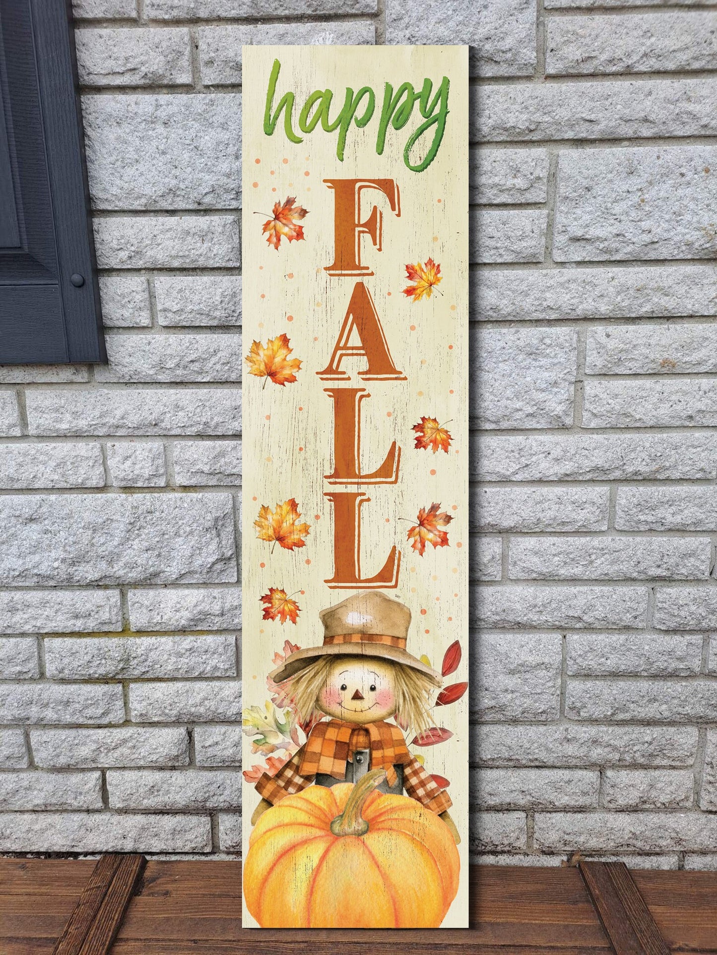 Welcome Autumn: 36in 'Happy Fall' Wooden Porch Sign with Unique Scarecrow Design - Perfect Seasonal Decor for Your Front Door or Porch!