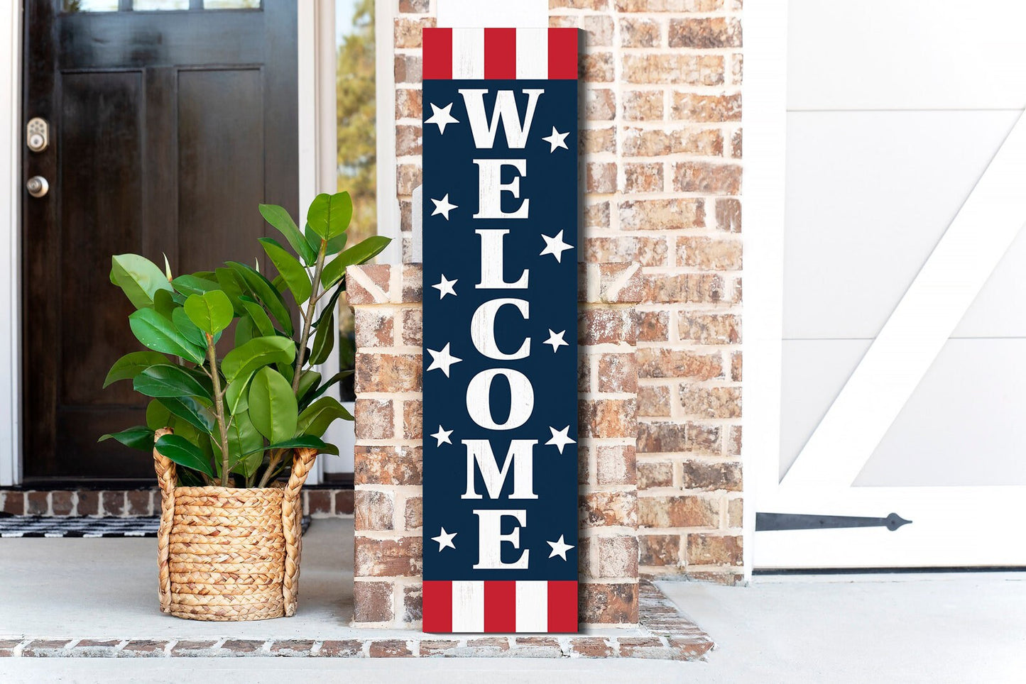 36in "Welcome" 4th of July Porch Sign - Vibrant & Patriotic Front Door Decor for Independence Day Festivities