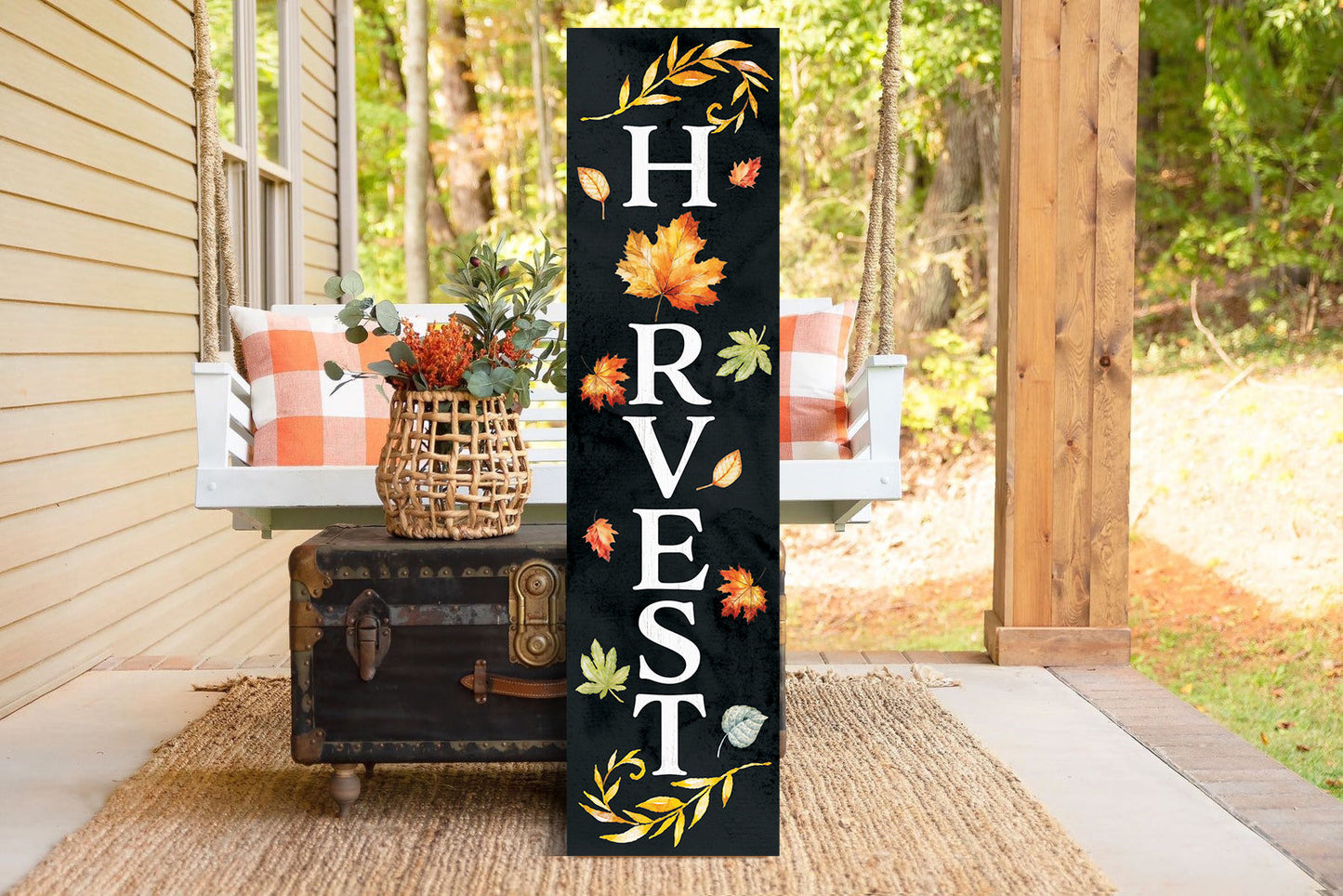 36in "Harvest" Fall Porch Sign | Front Door Decor | Autumn Celebrations Sign | Vintage Farmhouse Decor | Seasonal Outdoor Decoration