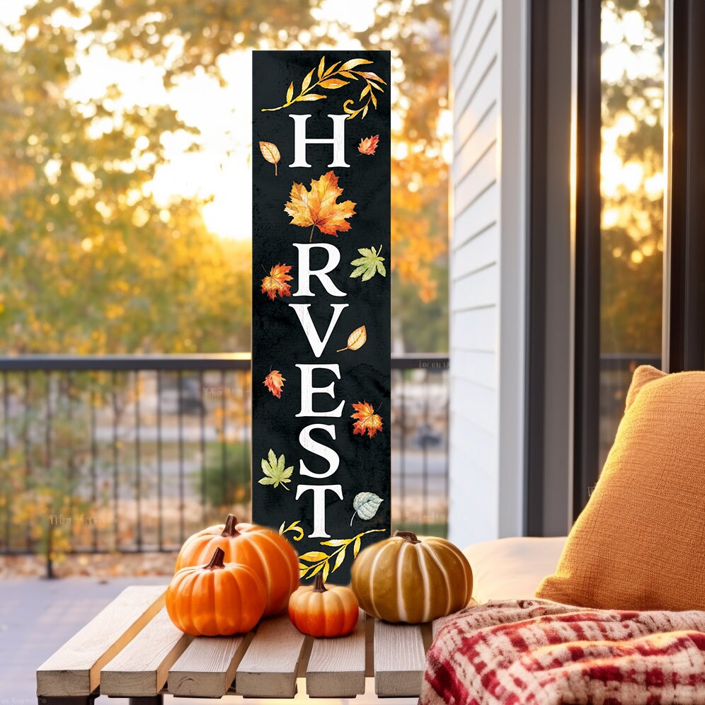 36in "Harvest" Fall Porch Sign | Front Door Decor | Autumn Celebrations Sign | Vintage Farmhouse Decor | Seasonal Outdoor Decoration