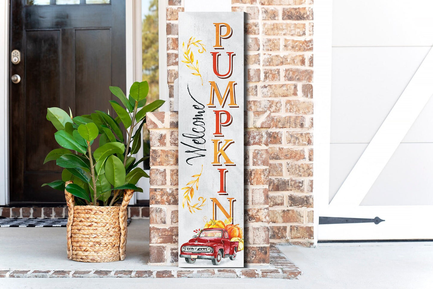 36in "Welcome Pumpkin" Fall Porch Sign - Rustic Harvest Decor for Front Door Display during Autumn Celebrations