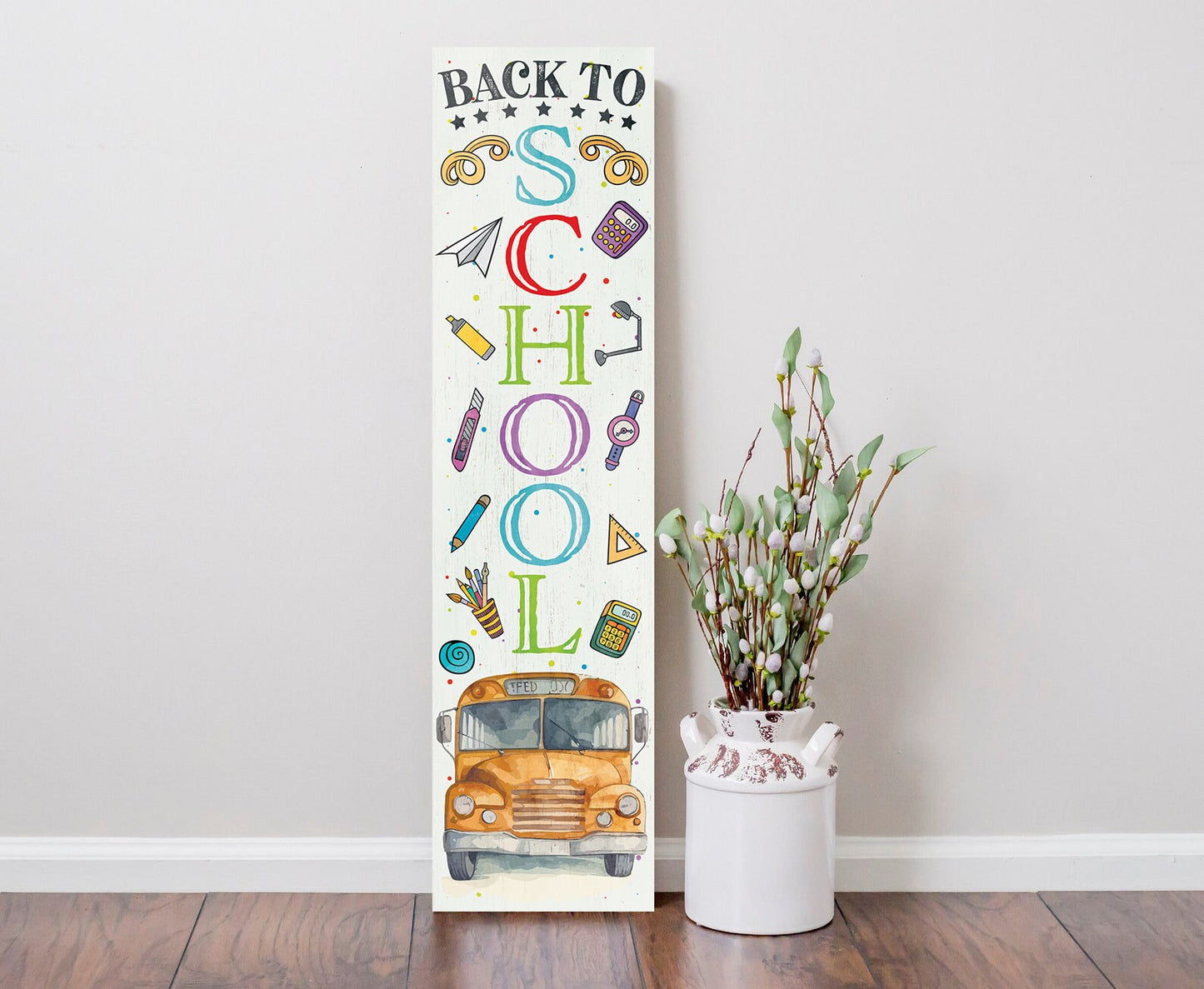 36in "Back to School" Porch Sign - Wooden Wall Decor for Classroom Door Decoration