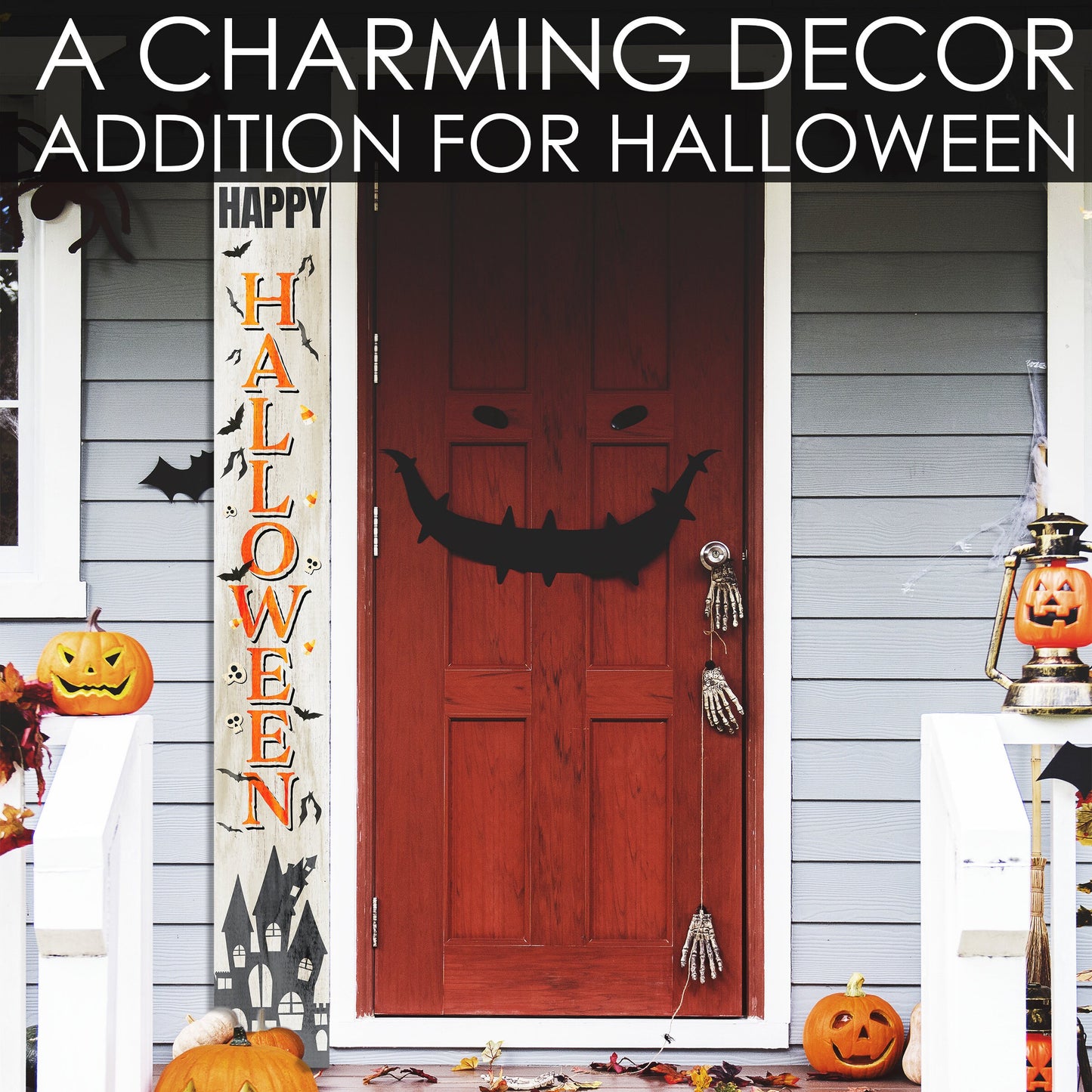 72in Wooden "Happy Halloween" Porch Sign - Spooky and Festive Front Door Decor for Seasonal Celebrations