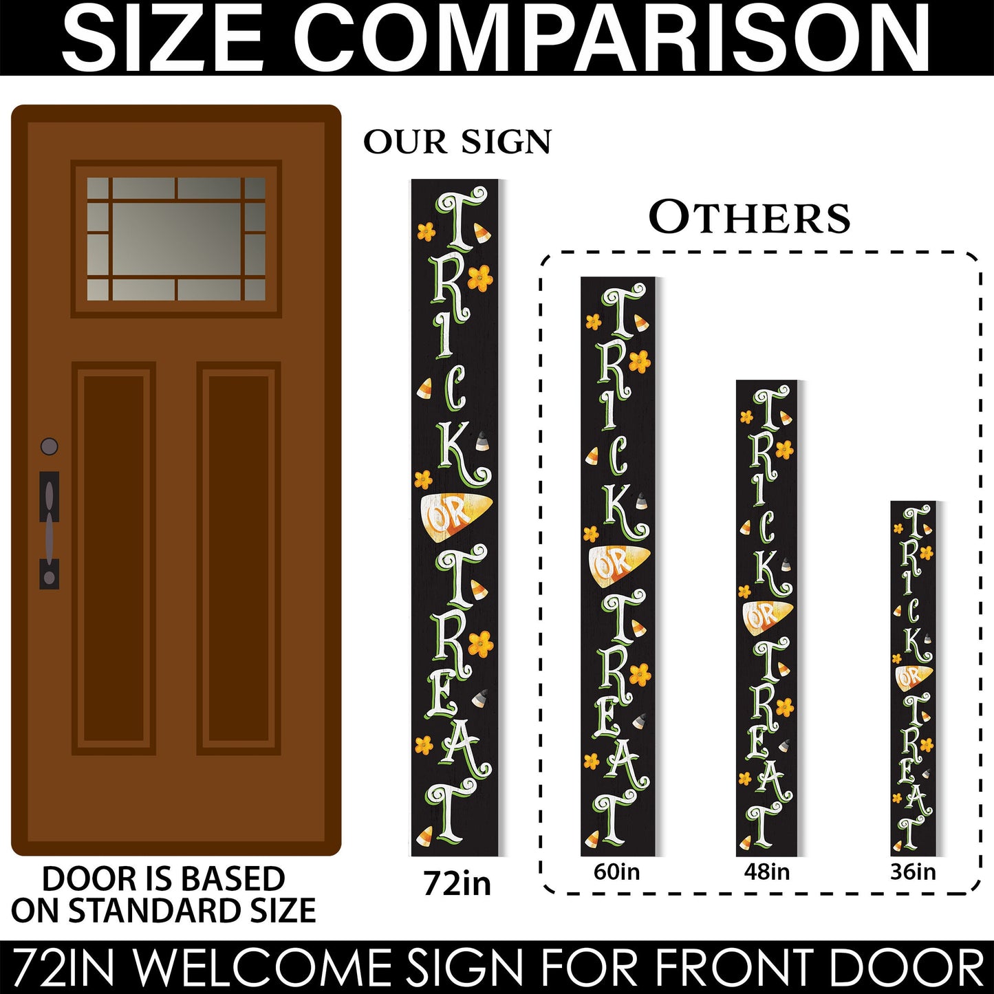 72in Halloween Porch Sign - Spooky Trick or Treat Front Door Decor