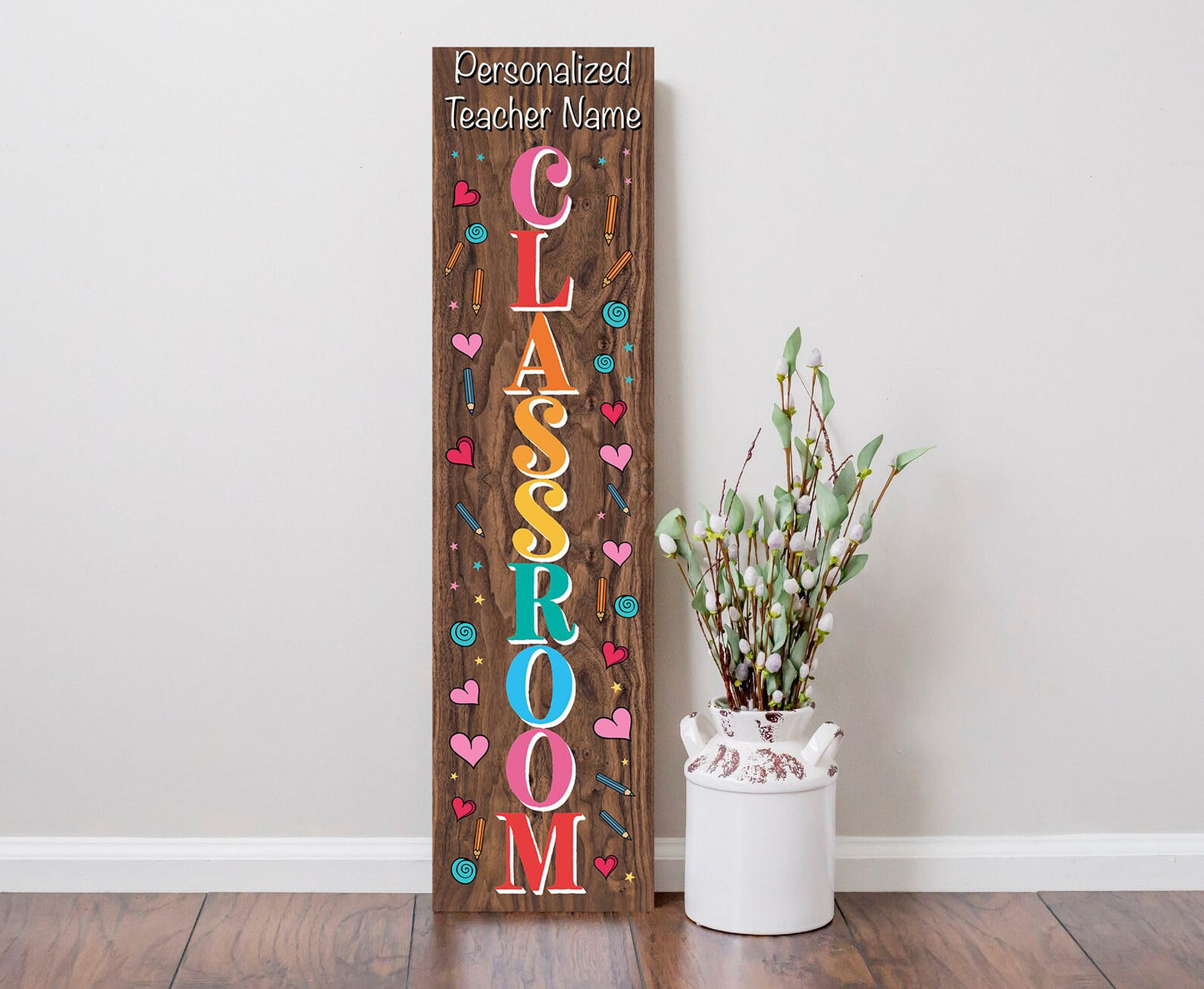 36in Personalized Teacher Name Classroom Door Sign - Teacher Gifts, Teachers Appreciation Gift, Classroom Door Hanger, Classroom Decor