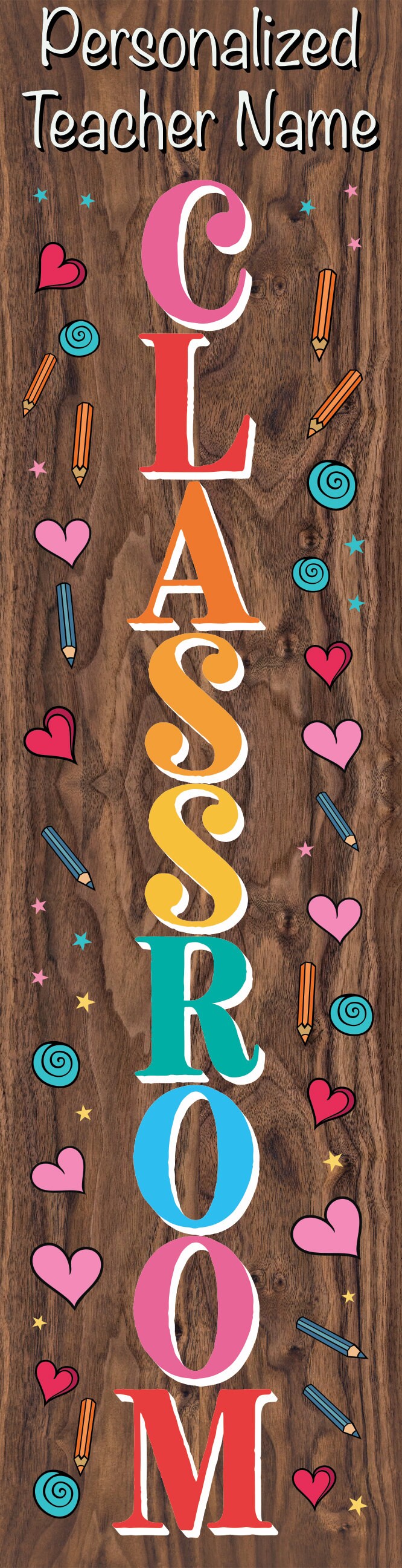 36in Personalized Teacher Name Classroom Door Sign - Teacher Gifts, Teachers Appreciation Gift, Classroom Door Hanger, Classroom Decor