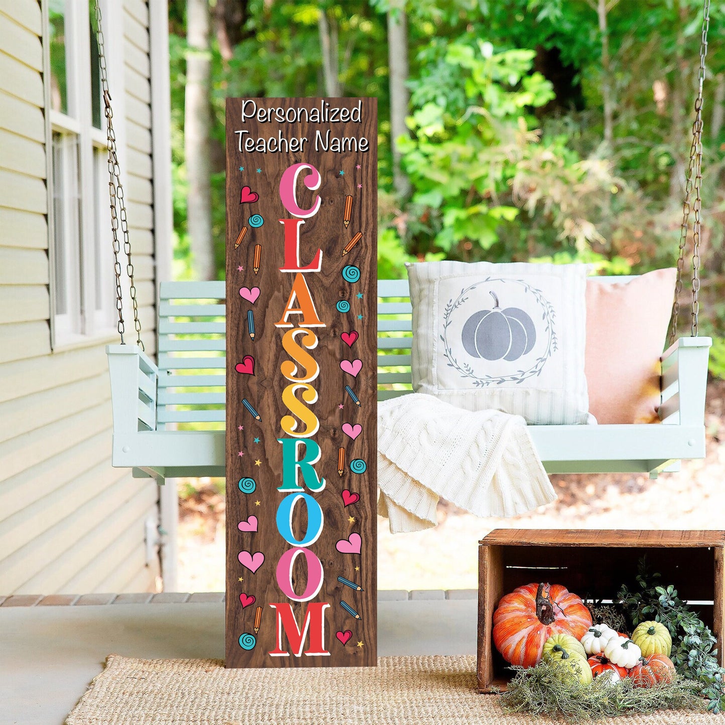 36in Personalized Teacher Name Classroom Door Sign - Teacher Gifts, Teachers Appreciation Gift, Classroom Door Hanger, Classroom Decor