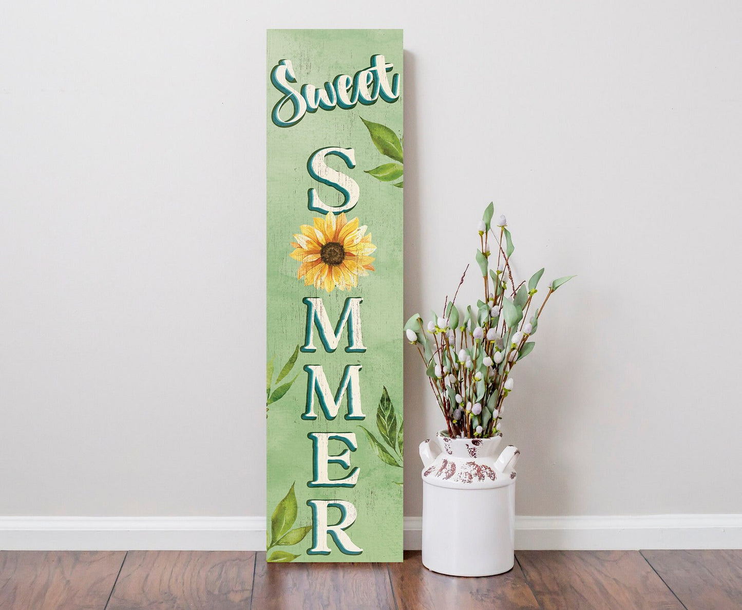 36in Sweet Summer Sunflower Home Porch Sign - Rustic Farmhouse Wooden Wall Decor for Outdoor & Indoor