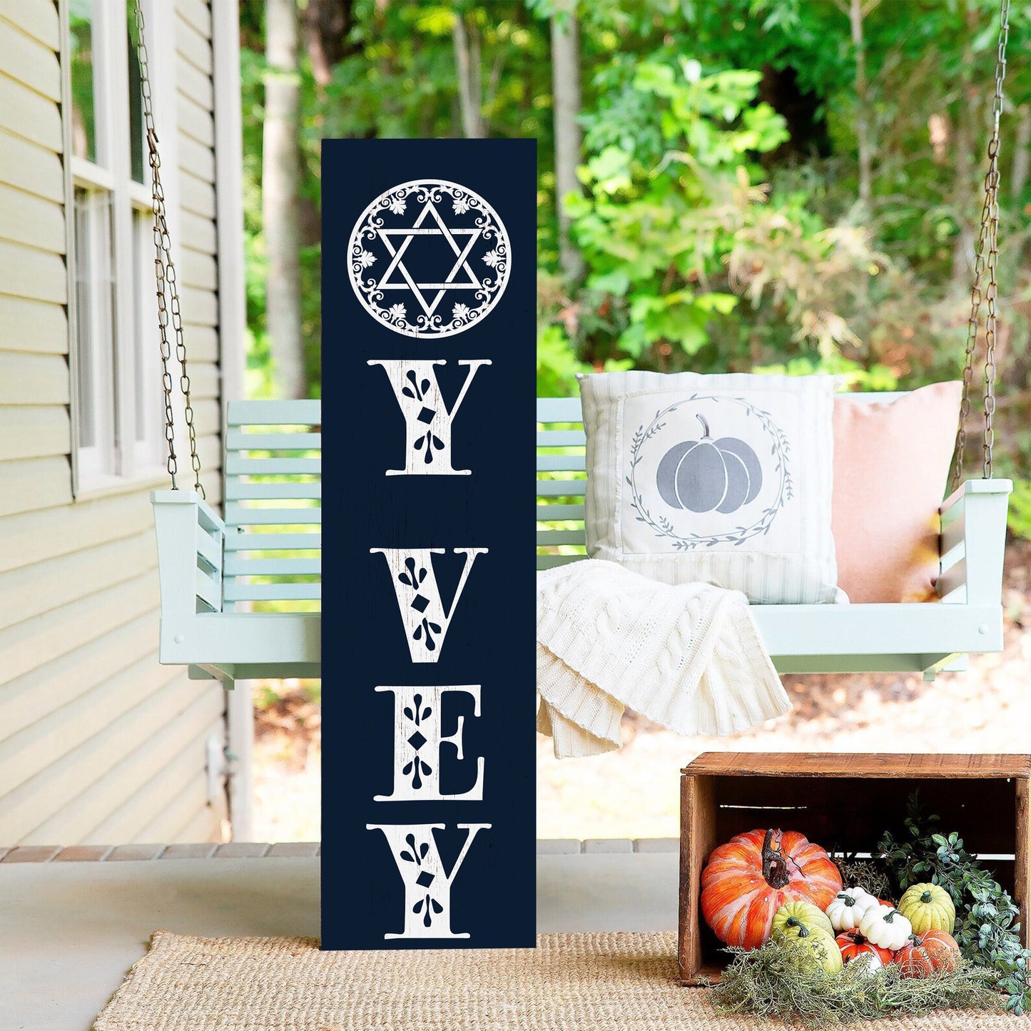 36in "Oy Vey" Porch Sign - Front Door Decor, Entryway Board Wall Decor for a Humorous Home Touch Fun Door Sign