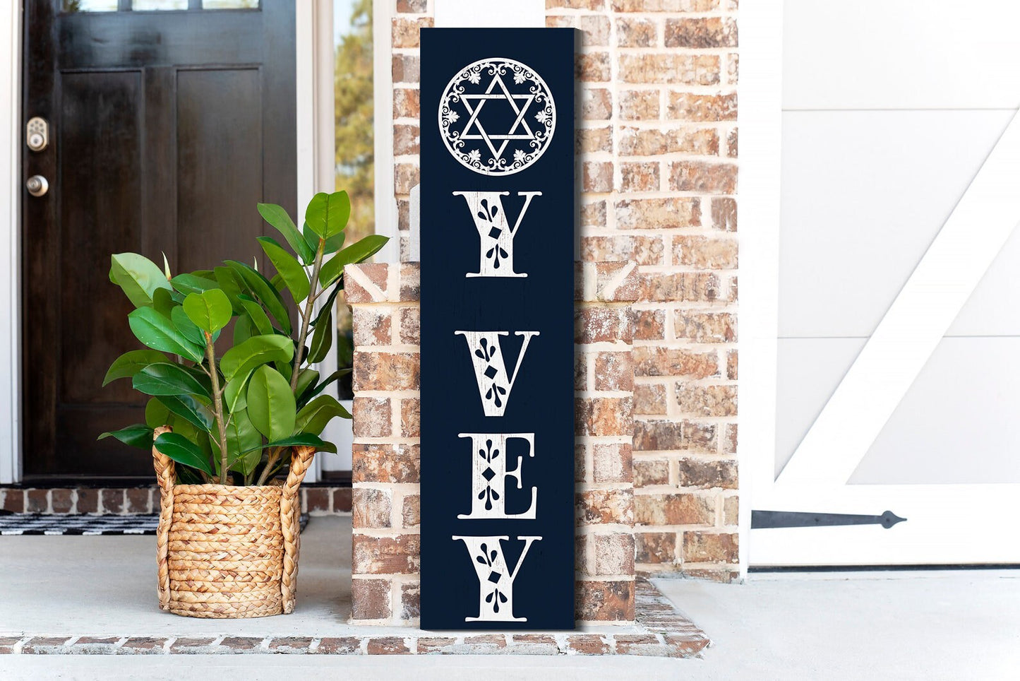 36in "Oy Vey" Porch Sign - Front Door Decor, Entryway Board Wall Decor for a Humorous Home Touch Fun Door Sign