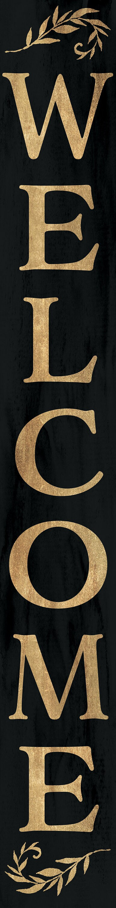 72in "Welcome" Porch Sign | Rustic Farmhouse Front Porch Decor | Black with Gold Font | Ideal for Entryway, Mantle, Living Room, Kitchen, Porch Decor