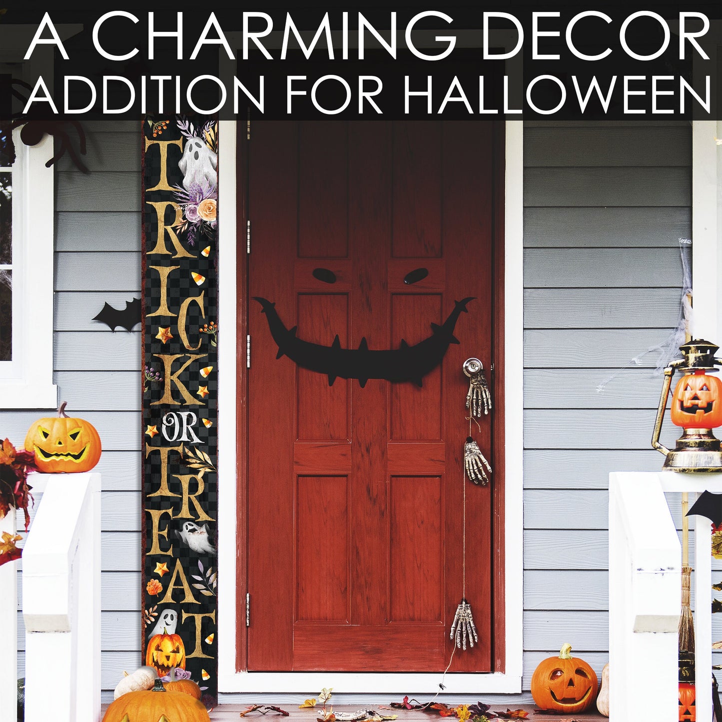 72in Trick or Treat Halloween Welcome Porch Sign Front Door Decor Halloween Decoration Rustic Modern Farmhouse Entryway Decor