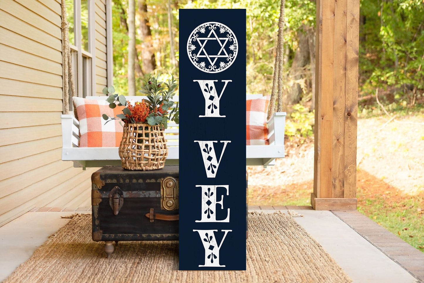 36in "Oy Vey" Porch Sign - Front Door Decor, Entryway Board Wall Decor for a Humorous Home Touch Fun Door Sign