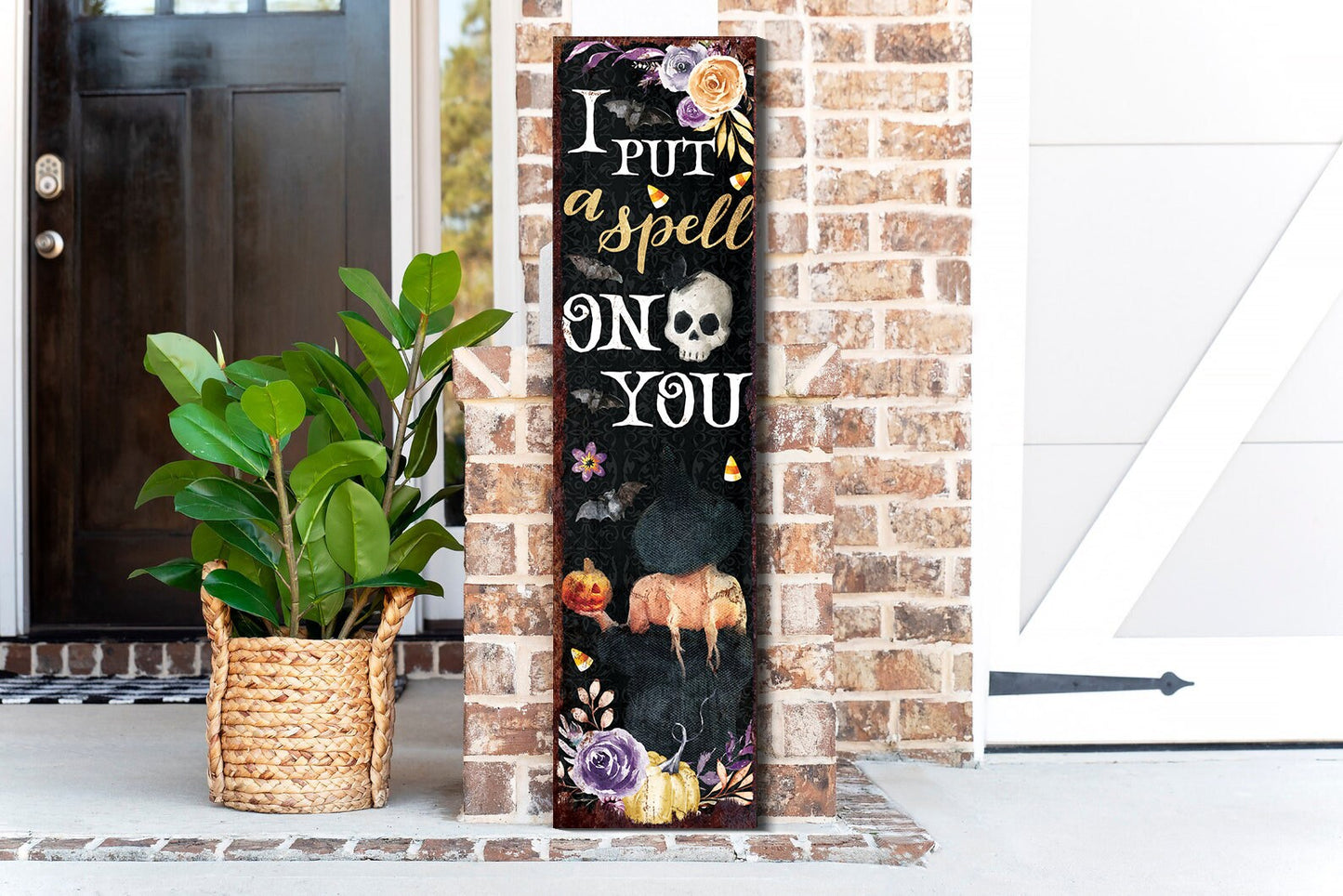 36in I Put a Spell on You Halloween Porch Sign - Front Porch Halloween Welcome Sign, Rustic Modern Farmhouse Entryway Board