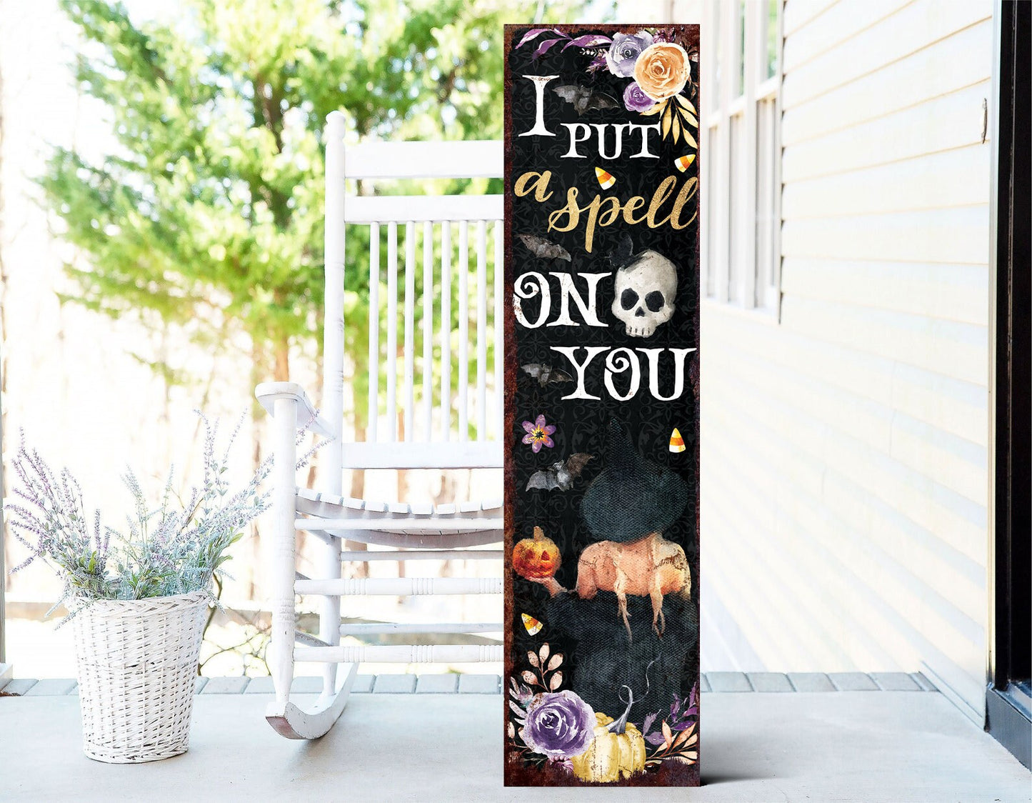 36in I Put a Spell on You Halloween Porch Sign - Front Porch Halloween Welcome Sign, Rustic Modern Farmhouse Entryway Board