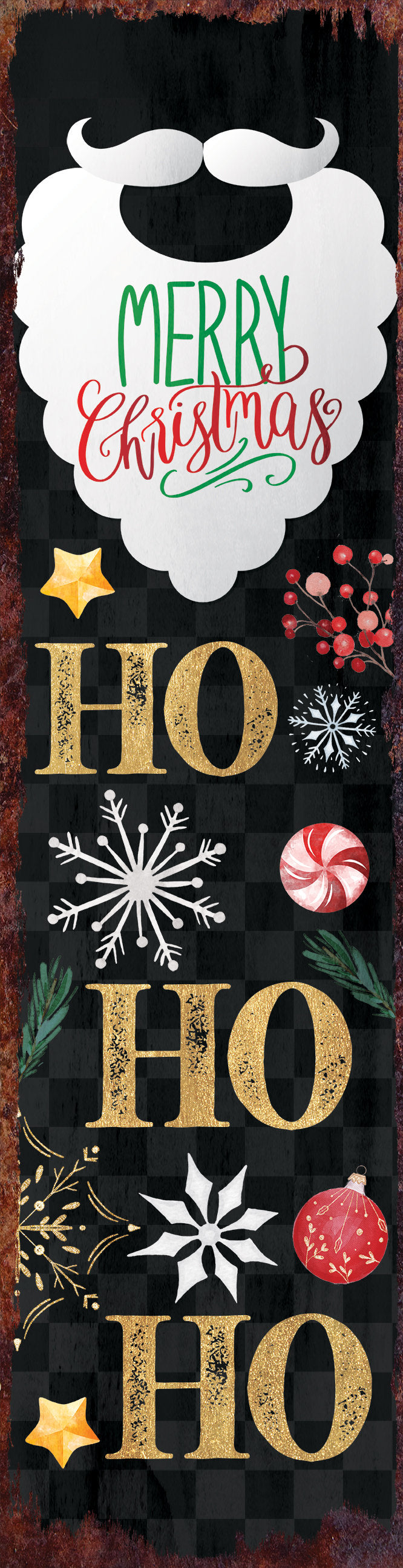 36-inch Ho Ho Ho Christmas Porch Sign - Front Porch Christmas Welcome Sign, Rustic Modern Farmhouse Entryway Board