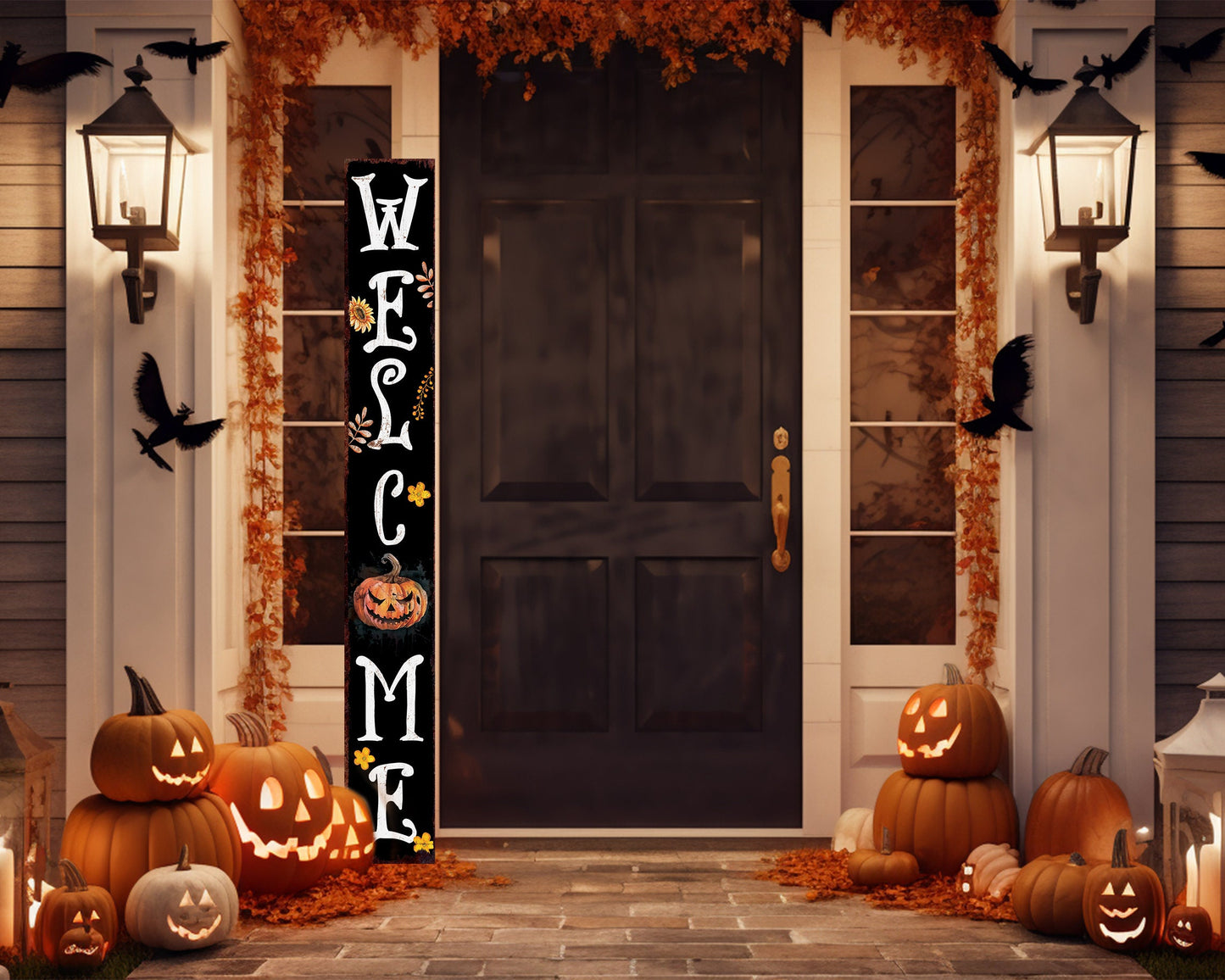 72in Jack-o-Lantern Halloween Porch Sign | Front Porch Welcome Sign | Halloween Decoration | Farmhouse Entryway Porch Decor