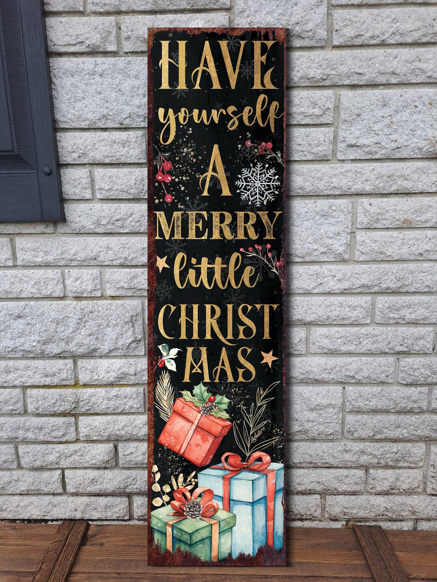 36in "Have Yourself a Merry Little Christmas" Porch Sign - Front Porch Christmas Decor Welcome Sign, Rustic Modern Farmhouse Entryway Board