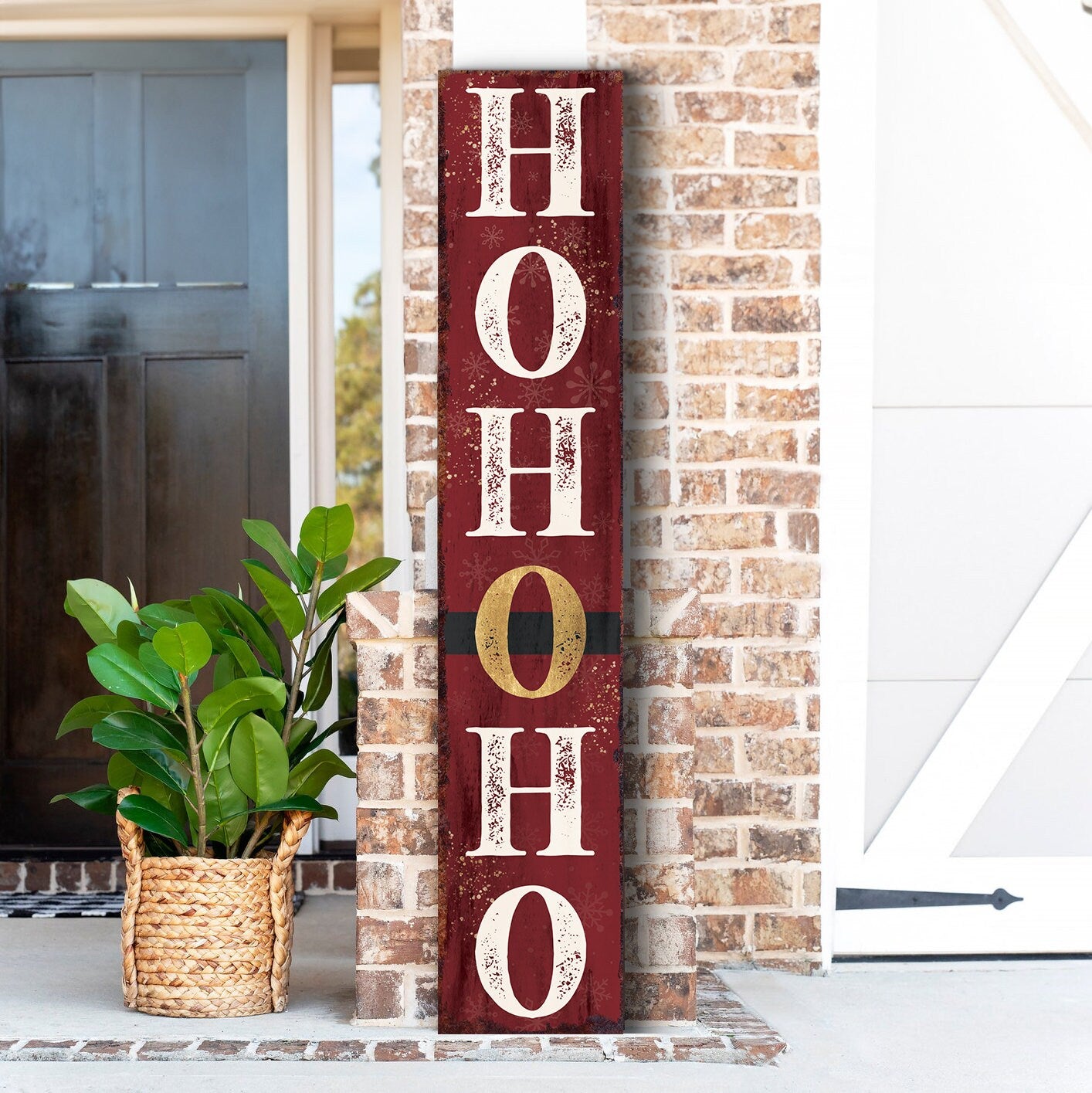 48in Ho Ho Ho Christmas Porch Sign - Front Porch Christmas Decor Welcome Sign, Rustic Modern Farmhouse Entryway Decor