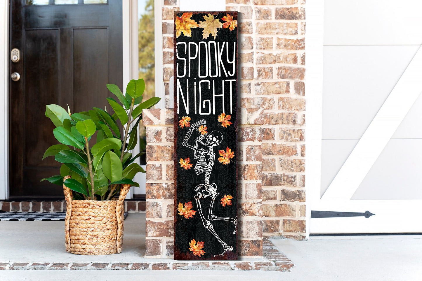 36in Spooky Night Halloween Porch Sign - Front Porch Halloween Welcome Sign, Rustic Modern Farmhouse Entryway Board