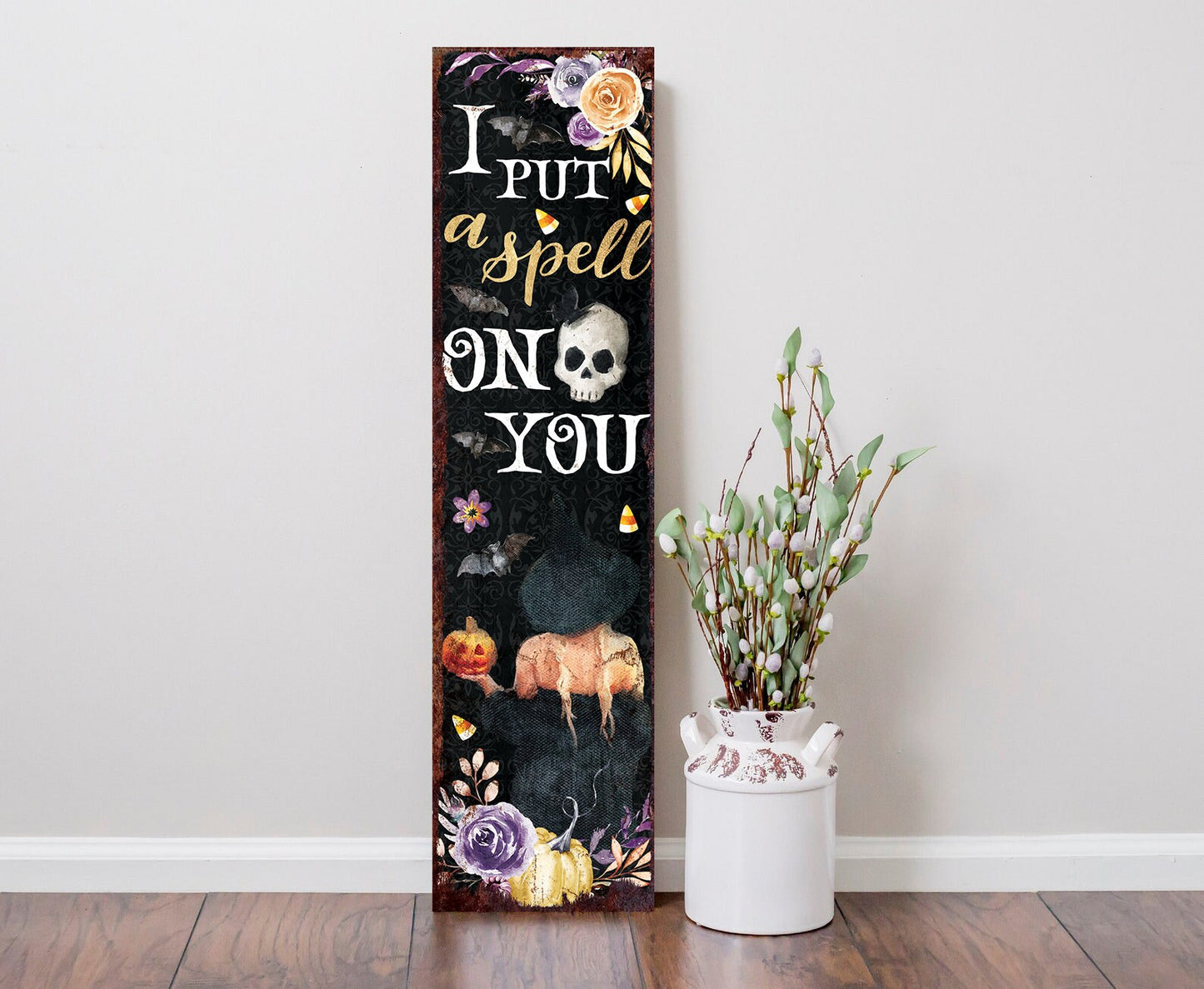 36in I Put a Spell on You Halloween Porch Sign - Front Porch Halloween Welcome Sign, Rustic Modern Farmhouse Entryway Board