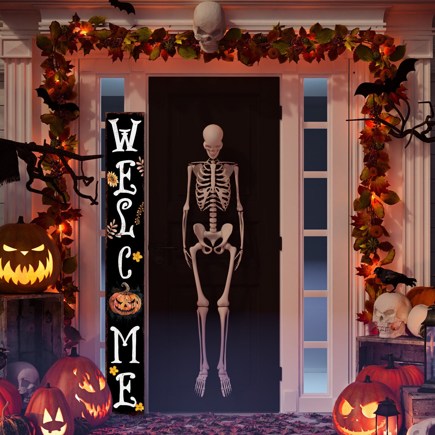 72in Jack-o-Lantern Halloween Porch Sign | Front Porch Welcome Sign | Halloween Decoration | Farmhouse Entryway Porch Decor