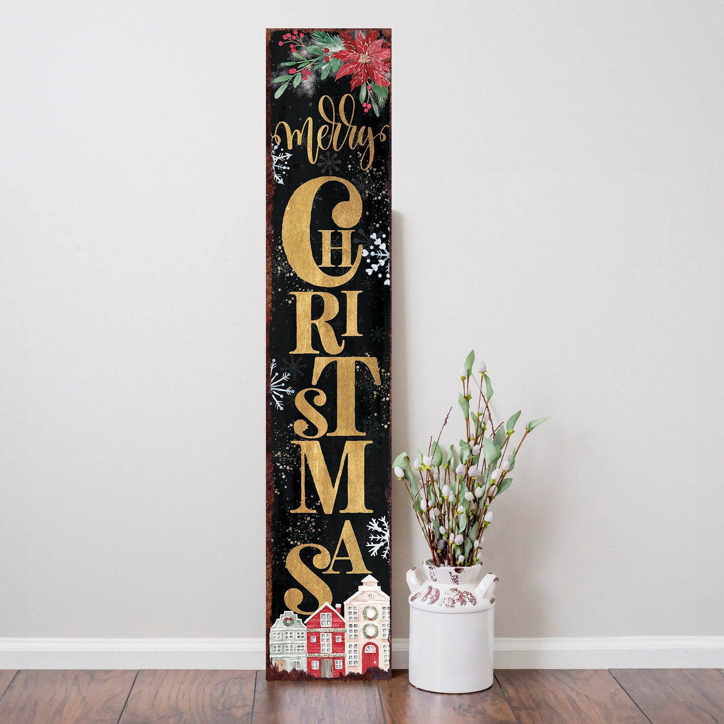 48in Merry Christmas Porch Sign - Front Porch Christmas Welcome Sign, Rustic Modern Farmhouse Entryway Board