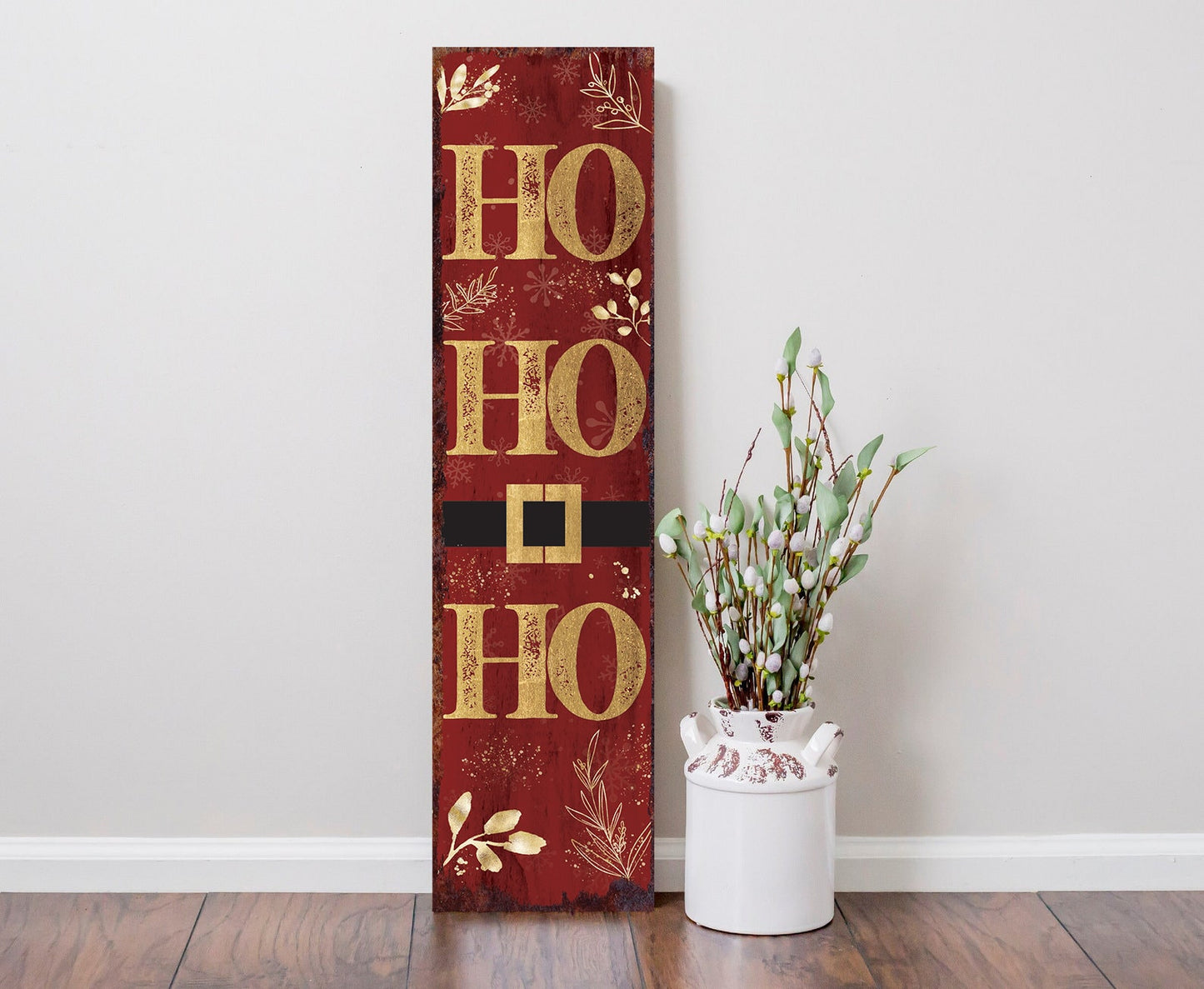 36in Ho Ho Ho Christmas Porch Sign - Front Porch Christmas Decor Sign, Modern Farmhouse Entryway Board