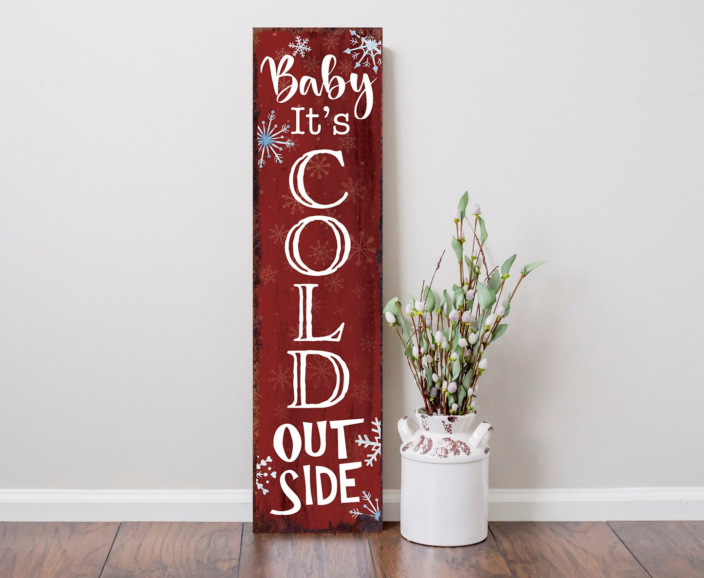 36in "Baby It's Cold Outside" Christmas Porch Sign | Front Porch Welcome Display | Rustic Modern Farmhouse Decor | Festive Entryway Board