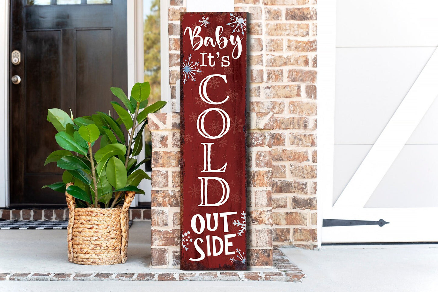 36in "Baby It's Cold Outside" Christmas Porch Sign | Front Porch Welcome Display | Rustic Modern Farmhouse Decor | Festive Entryway Board