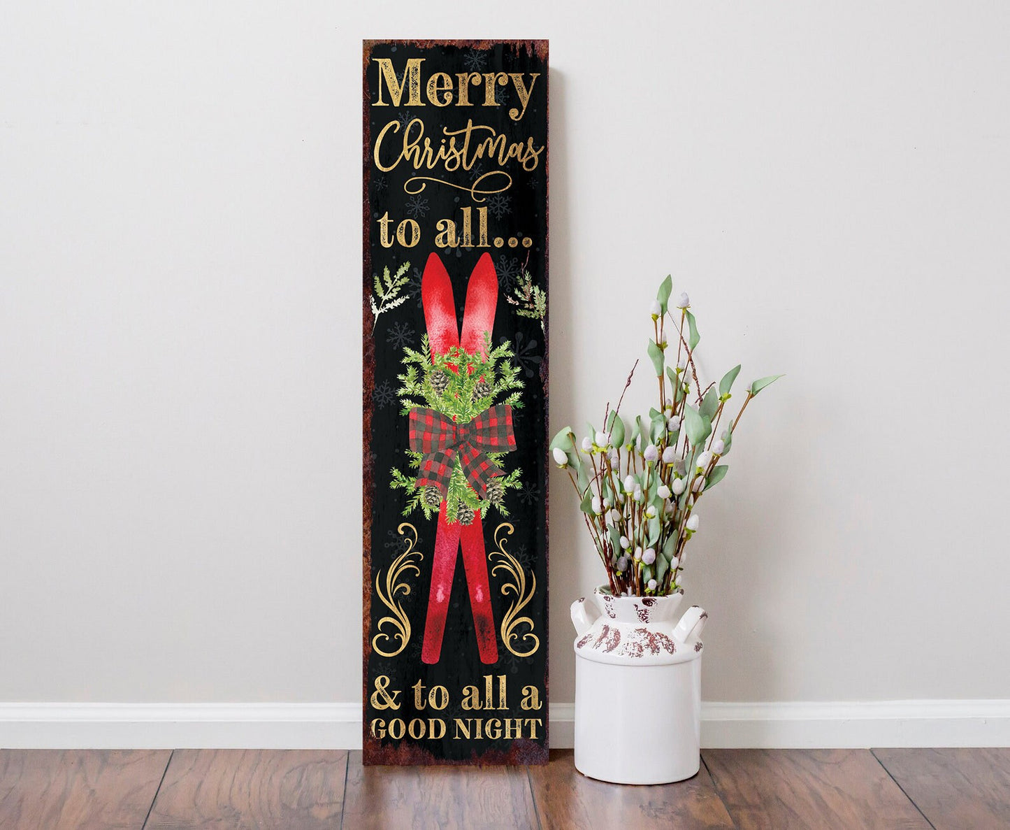 36in 'Merry Christmas To All' Porch Sign - Front Porch Welcome Sign, Modern Farmhouse Home Decor, Holiday Christmas Decor for Outdoor