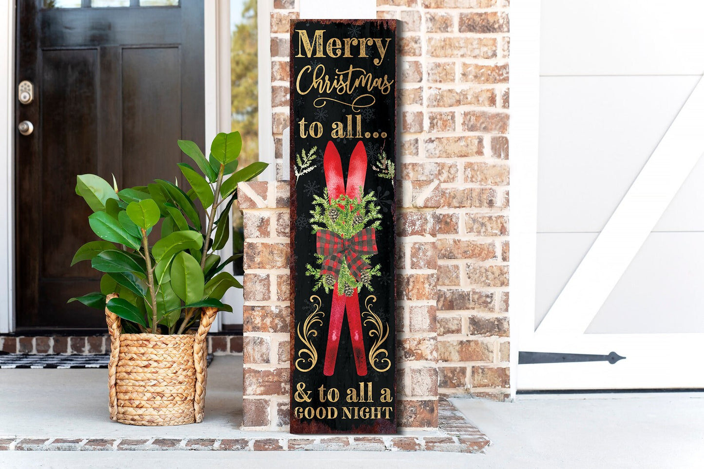 36in 'Merry Christmas To All' Porch Sign - Front Porch Welcome Sign, Modern Farmhouse Home Decor, Holiday Christmas Decor for Outdoor