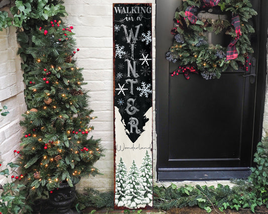 4ft Winter Wonderland Christmas Porch Sign | Rustic Farmhouse Welcome Decor