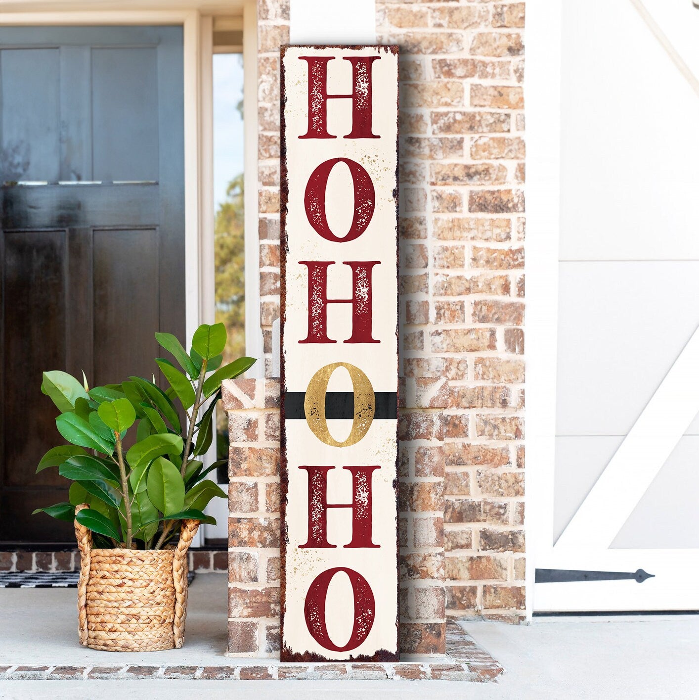 48in "Ho Ho Ho" Christmas Porch Sign | Front Porch Welcome Decor | Rustic Modern Farmhouse Entryway Board