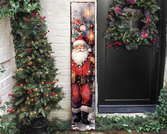 48" Vintage Santa Christmas Porch Sign | Farmhouse Outdoor Welcome Gift Decor
