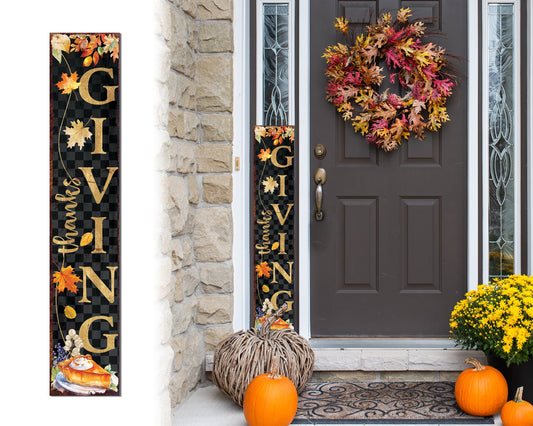 48in Thanksgiving Fall Porch Sign - Front Porch Fall Welcome Sign with Vintage Autumn Decoration, Rustic Thanksgiving Fall Decor for Outdoor