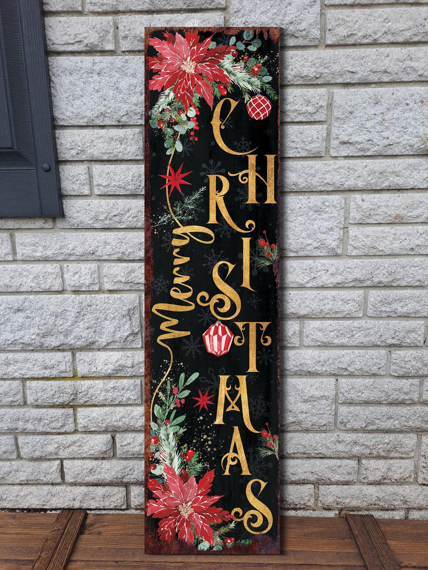 36in Merry Christmas Porch Sign - Front Porch Christmas Sign, Rustic Modern Farmhouse Entryway Decor