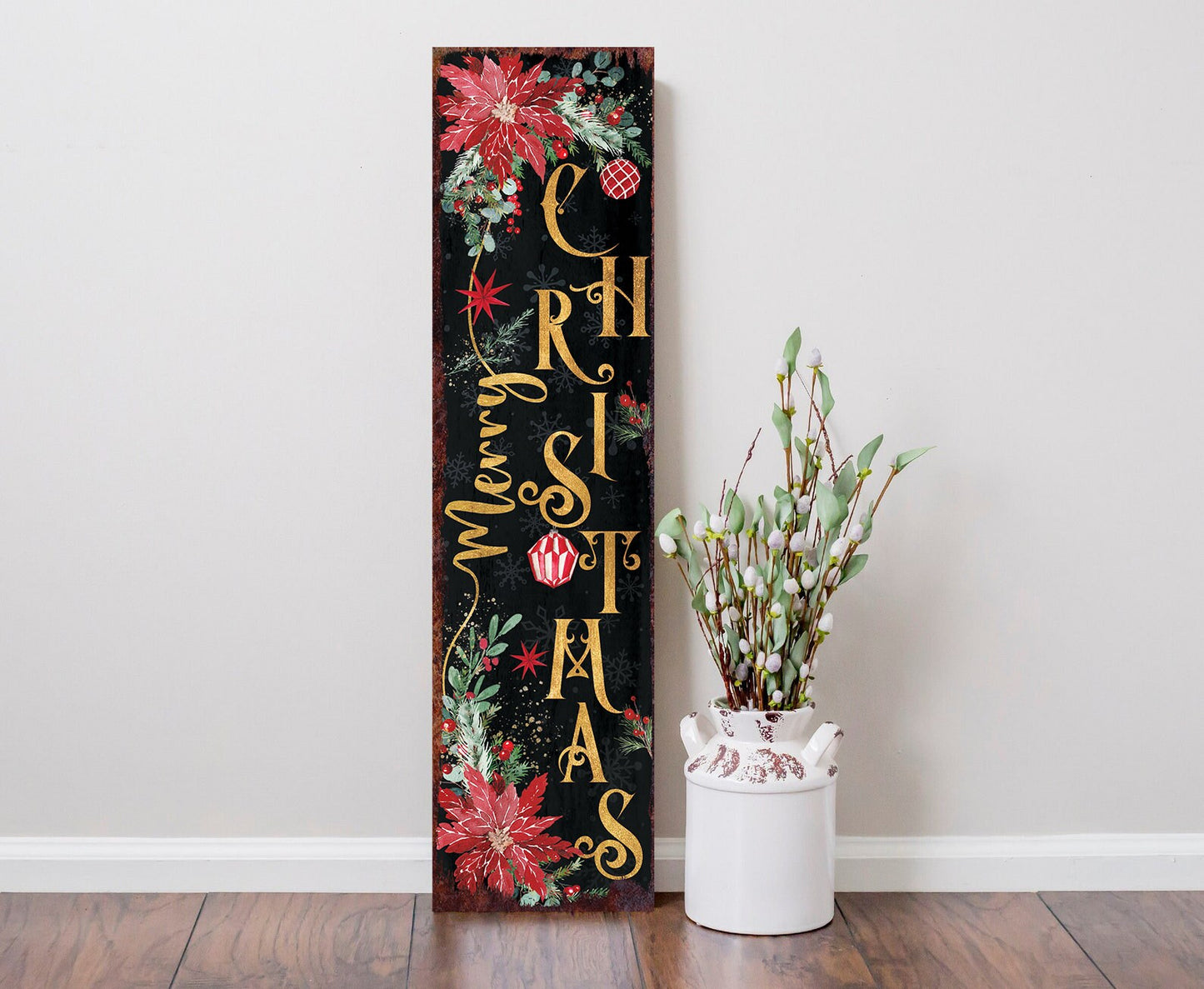 36in Merry Christmas Porch Sign - Front Porch Christmas Sign, Rustic Modern Farmhouse Entryway Decor