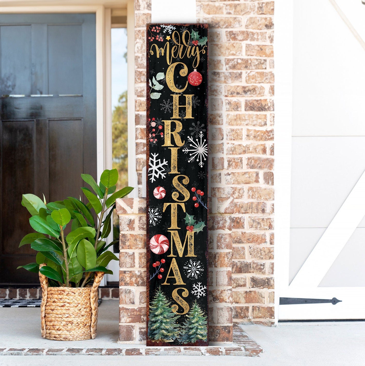 Merry Christmas Porch Sign | Modern Farmhouse Welcome Sign | Front Porch Holiday Decoration | 3 Sizes
