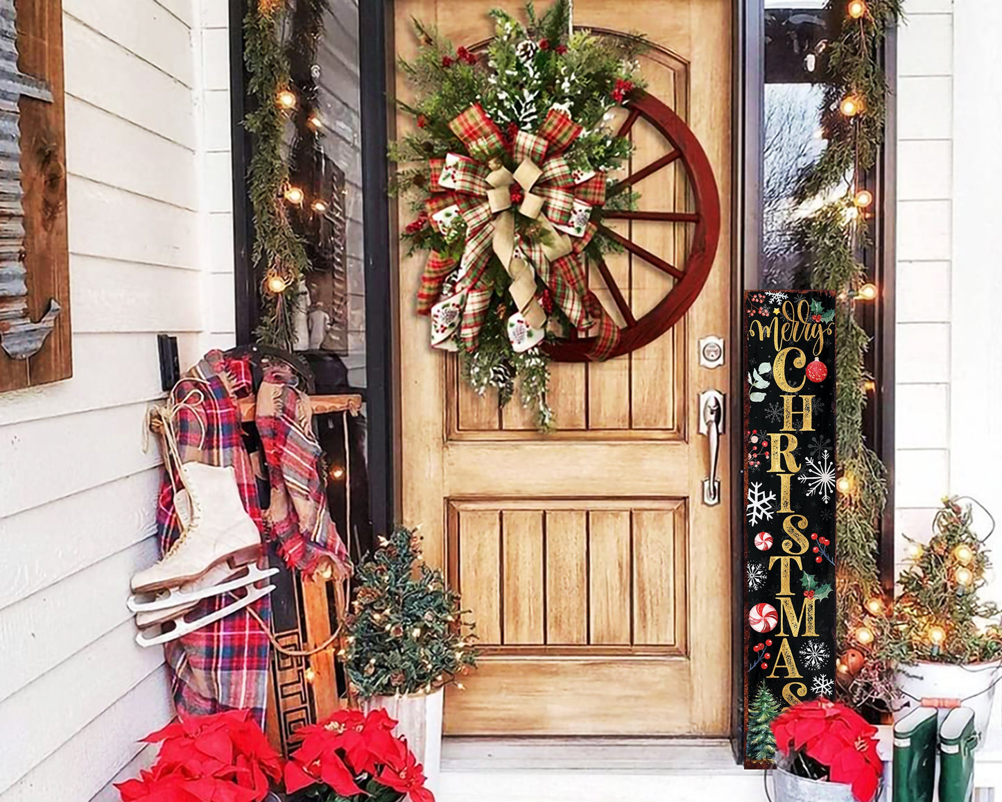Merry Christmas Porch Sign | Modern Farmhouse Welcome Sign | Front Porch Holiday Decoration | 3 Sizes
