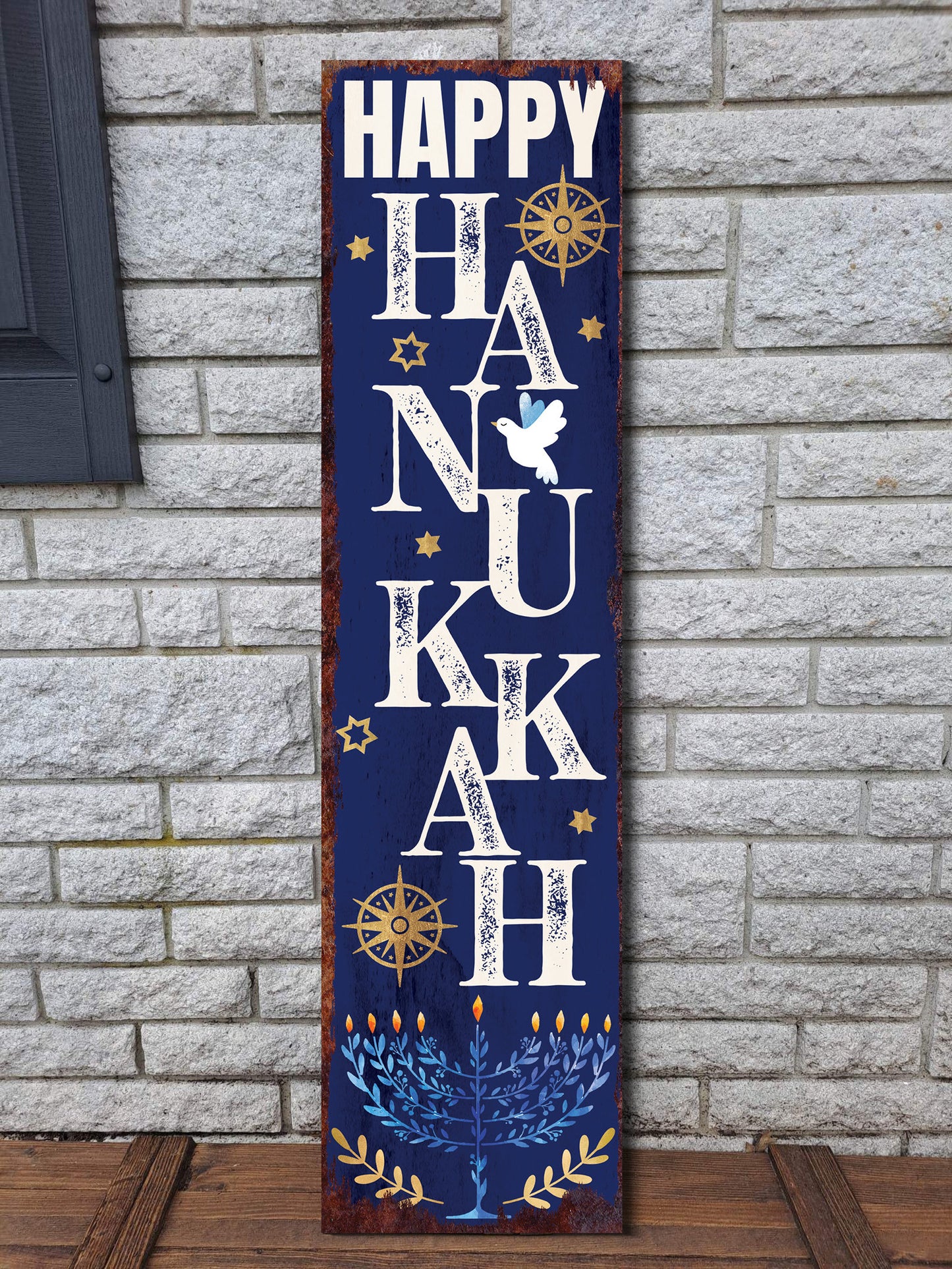 36in 'Happy Hanukkah' Porch Sign - Bringing a Touch of Hanukkah Spirit to Your Home