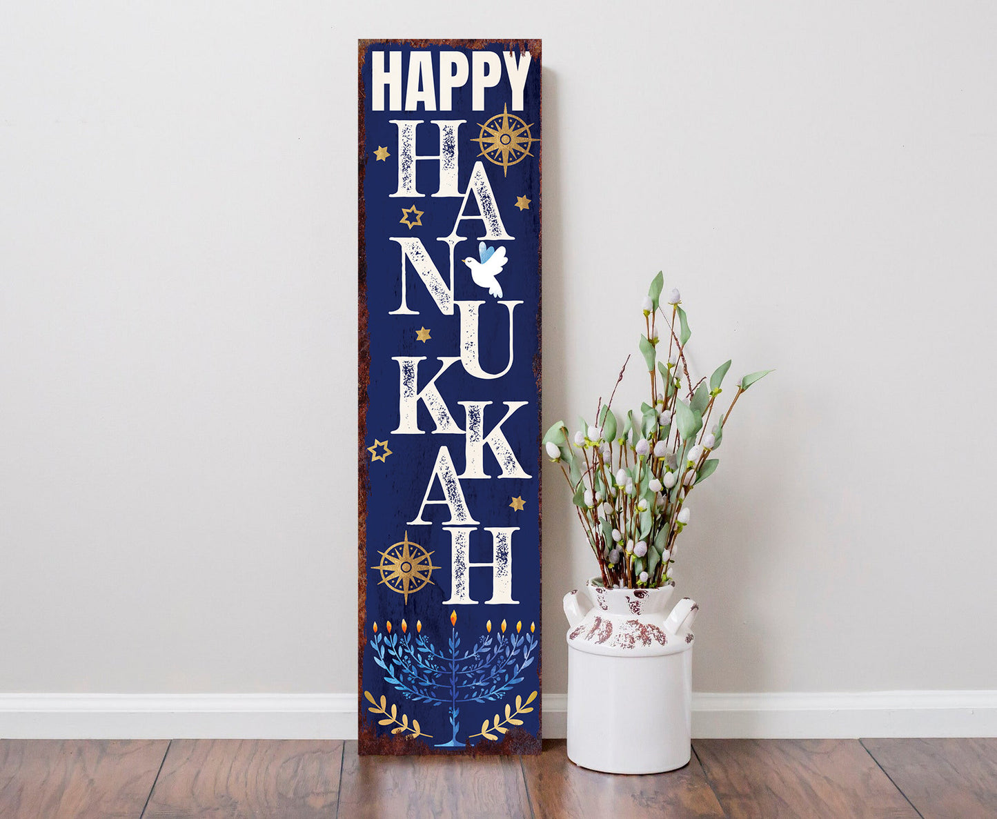 36in 'Happy Hanukkah' Porch Sign - Bringing a Touch of Hanukkah Spirit to Your Home