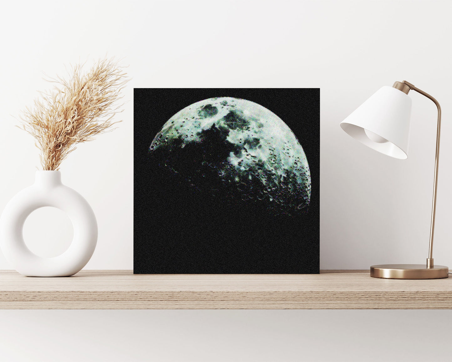 12in Half Moon Canvas Wall Art, Moon Wall Decor, Full Moon Canvas Printing, Moon Square Canvas Wall Art, Modern Living Room Decor