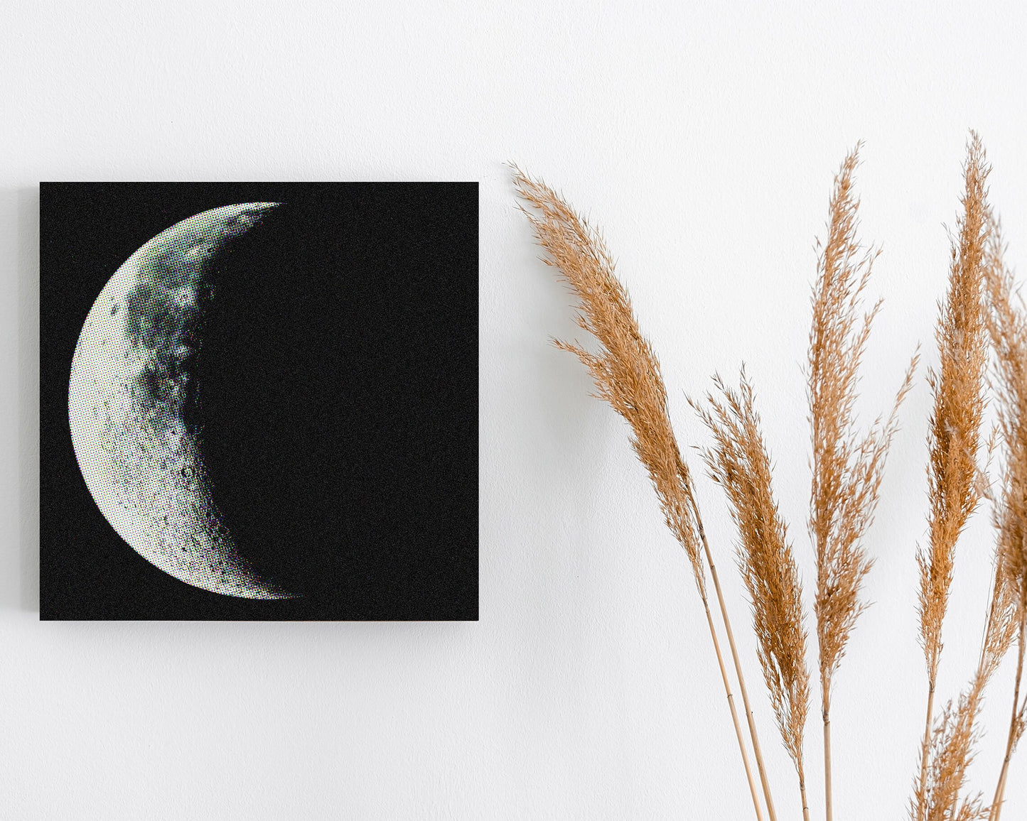 12in Crescent Moon Canvas Wall Art, Moon Wall Decor, Crescent Moon Canvas Printing, Moon Square Canvas Wall Art, Modern Living Room Decor