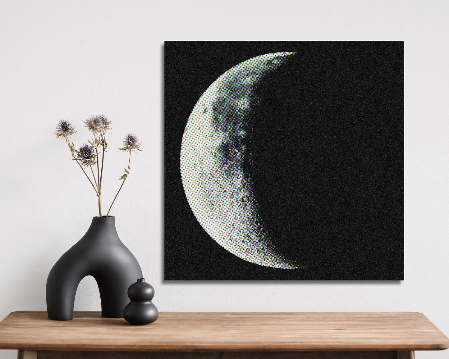 12in Crescent Moon Canvas Wall Art, Moon Wall Decor, Crescent Moon Canvas Printing, Moon Square Canvas Wall Art, Modern Living Room Decor